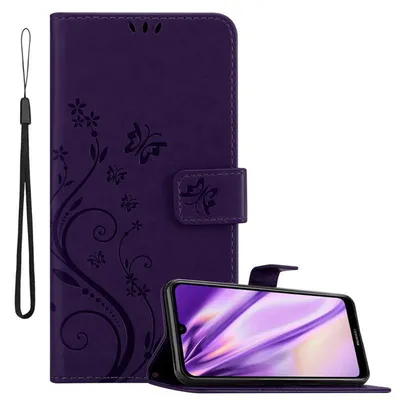 Image de Cadorabo Housse pour Huawei Y6 2019 Housse de protection en violet Housse pour téléphone portable Etui Case Fleurs Flower
