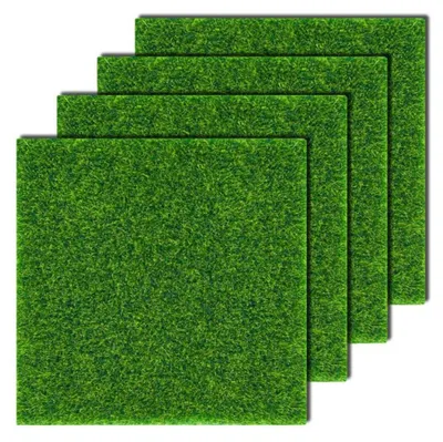 Kunstrasenteppich 4er-Set, Moosoptik, 15x15 cm, für Innen & Außen