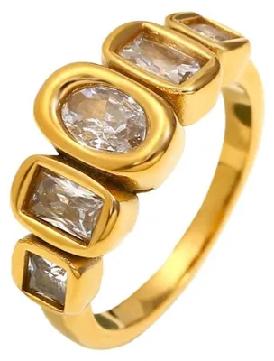 Productafbeelding van Dames Ring met Kubieke Zirkonia - Verguld Groen