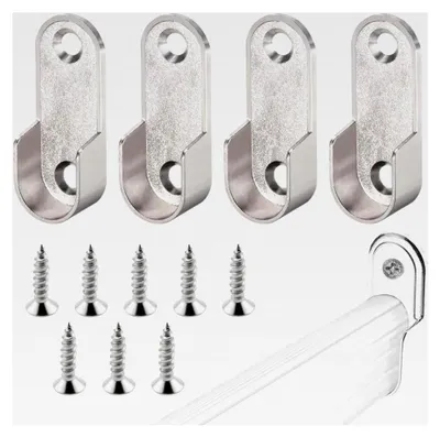 Produktbild von 4 Stück Garderobenstangenhalter, 16 mm Garderobenstangensockel, Innengarderobenzubehör für Gardinen- und Garderobenstangenenden, Wandmontage