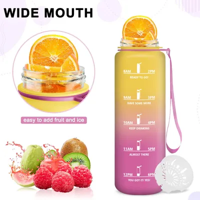 Zdjęcie produktu dla Butelka do picia Mujigaga, 500 ml, szczelna, z oznaczeniami czasu, idealna do picia wody