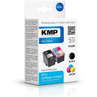 Immagine prodotto di KMP H160V nero, cartucce per stampanti a colori compatibili con HP 62 (N9J71AE), set di 2 cartucce