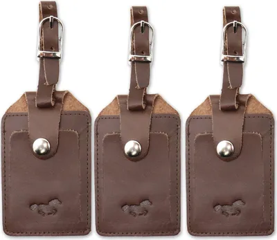Produktbild von Safekeepers Kofferanhänger – 3 Stück – Gepäckanhänger – Reiseanhänger – Gepäcklabels – Leder