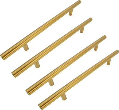 Immagine prodotto di Elegante maniglia nera opaca per mobili 192 mm, set di 4 in acciaio inox in oro spazzolato - Soluzione elegante e funzionale per la vostra casa