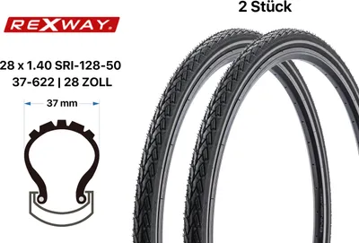 Produktbild von 2 Stück 28 Zoll Fahrrad Reifen 28x1.40 City Bike 37-622 Reflex Pannenschutz 5 mm