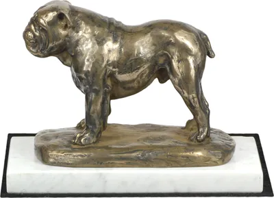 Image de Art-Dog Statuette décorative – Bulldog anglais – avec socle en marbre blanc