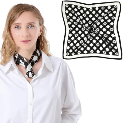Produktbild von Omgoods – Seidentuch, 100% Seide – Seidentücher für Damen – Schwarz/Weiß – s Tuch – Modisches Accessoire – Perfekt für jeden Anlass