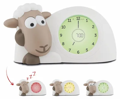 Imagen del producto de Zazu Sam The Lamb: Reloj despertador y luz nocturna para niños. Ayuda a su hijo a aprender, mediante indicadores visuales, cuándo debe despertarse. Con intensidad de luz ajustable y apagado automático. (Color: marrón)