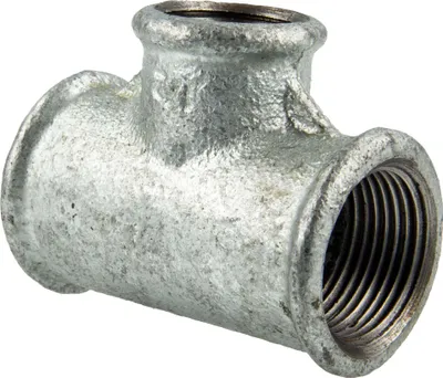 Produktbild von Temperguss-Gewindefitting verzinkt T-Stück reduziert, allseitig IG 3/8 x 1/4 x 3/8 Zoll, Typ 130, DVGW