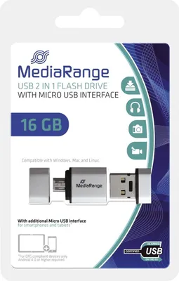 Produktbild von MediaRange MR931-2 USB Mobile 2 in 1 OTG USB-Stick 16GB