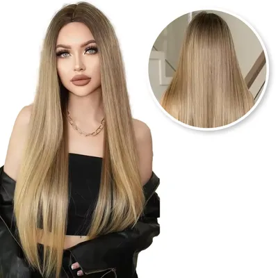 Obrázok produktu pre SassyGoods Blonde Wig - Dámska parochňa s dlhými vlasmi - Parochňa - Rovné vlasy - Dámske vlasy - Nastaviteľná - Umývateľná - Blond - 85 cm