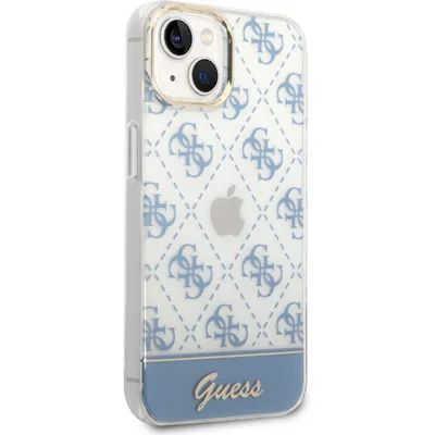 Produktbild von Guess nakładka do iPhone 14 Plus 6,7" GUHCP14MHG4MHB niebieska IML Case Electroplated 4G Pattern Bottom Stripe Script Logo