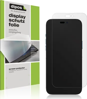 A product shot showing the packaging for a screen protector and the screen protector itself placed on a phone.