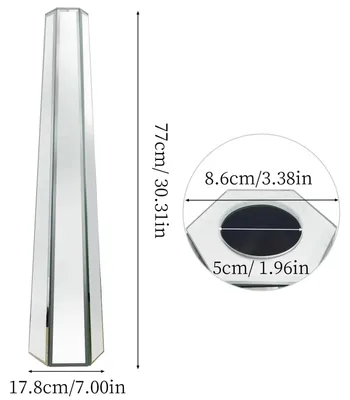 Immagine prodotto di Vaso in vetro a specchio di grandi dimensioni - Vaso da pavimento per decorazioni - Altezza 77 cm - Ideale per fiori secchi - Design moderno - Decorazione per soggiorno - Argento