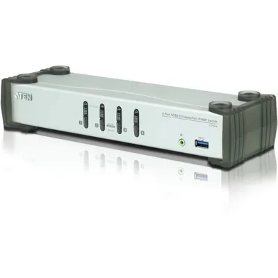 Produktbild von ATEN 4-Port USB 3.0 DisplayPort KVMP™ Switch (Kabel enthalten), 3840 x 2160 Pixel, 2,99 W, Schwarz, Grau