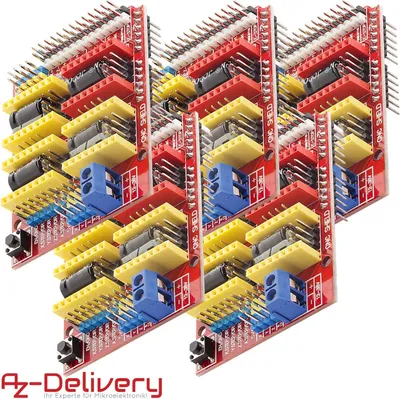 Produktbild von AZ-Delivery Shields CNC Shield V3 für ATmega328 und Mega 2560 Development Board, für A4988 Schrittmotor Treiber kompatibel mit Arduino, 5x CNC-Shield V3