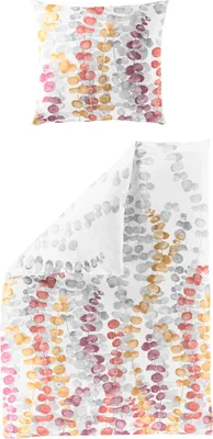 Produktbild von Bierbaum Bettwäsche rot-orange-hellgrau 1x 155x220 cm + 1x 80x80 cm