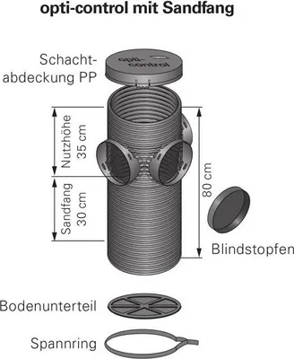 Produktbild von opti-control Schacht mit Sandfang Drainageschacht mit 3 Anschlussstutzen DN 200