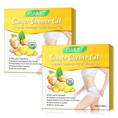 Produktbild von Ingwer Duschgel Ginger Shower Gel Lymphdrainage Körperpflege mit Rosmarin 2x 3x30ml