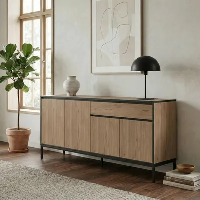 Obrázok produktu pre Skye Decor, kvalitná konzolová zostava (3-dielna) v dekóre "Sapphire Oak", 100% melamín, 180 cm
