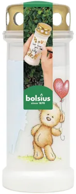 Productafbeelding van Bolsius grafkaars nr. 6, teddybeer, wit