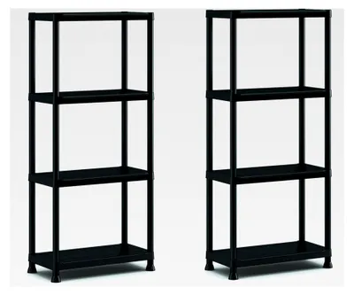 Produktbild von 2er Set Regale 60/4, schwarz, 4 Einlegeböden, max. Traglast 20 kg, 60 x 30 x 135 cm