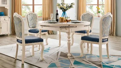 Produktbild von Klassische Esszimmer Garnitur Tisch mit 4 Stühlen Set Stuhl Gruppe Tische 5tlg