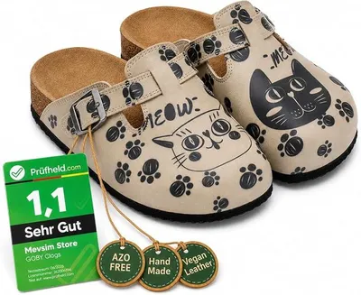 Produktbild von Goby Clogs Schuhe für Damen – Handgefertigte  - Mädchen- und Damenschuhe für den Alltag - Farbiger Druck - Bequem & Langlebig - EVA-Sohle – Grundschul-Zeichnungen