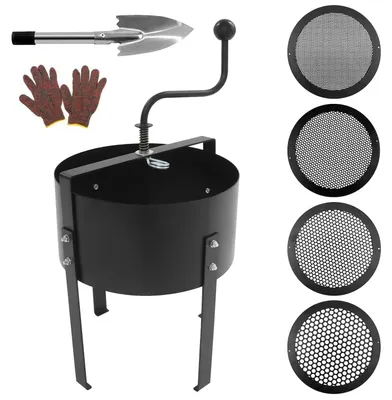 Gartensieb, Handkurbelsieb Metall Ø30 cm, 4 Siebe 3/6/9/12 mm