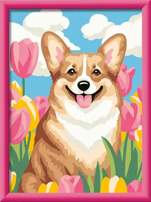 Obrázok produktu pre Ravensburger-12023129- CreArt, Maľovanie podľa čísel pre deti – Corgi v mori kvetov