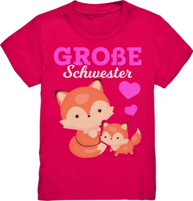 Produktbild von Große Schwester T-Shirt Fuchs Große Schwester Geschenk – Sorbet / 98/104 (3-4)