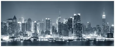 Produktbild von Wallario Wandbild aus Acryl, 200 x 80 cm, freischwebende Optik - New York Skyline - Schwarz Weiß Blau
