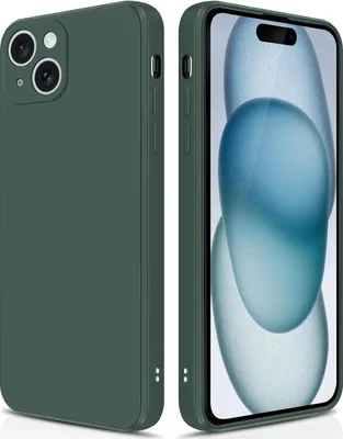 Produktbild von Silikon Hülle für iPhone 15 Flüssigsilikon Dünn Gel Gummi Matt Kratzfeste Schutzhülle Nachtgrün