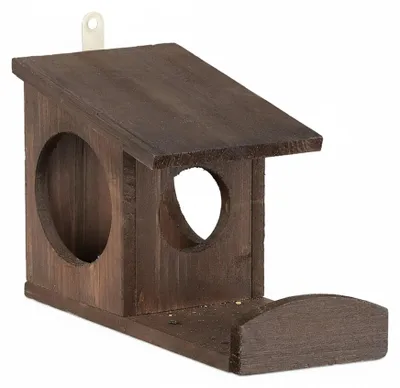 Obrázek produktu pro Relaxdays Krmítko pro veverky, krmítko pro veverky, k zavěšení, dřevo, rozměry 17,5 x 14 x 25 cm, tmavě hnědé