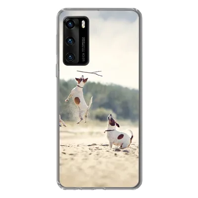 Produktbild von MuchoWow® Handyhülle Schutzhülle Hülle für Huawei P40 Hund - Zweig - Sand Silikon Softcase Handy Hülle - Handytasche
