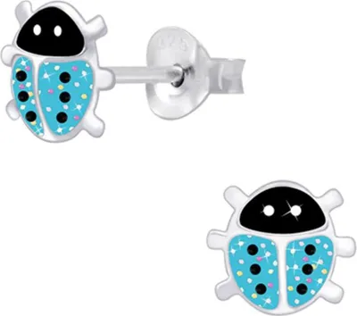 Produktbild von Kinder Ohrstecker 925 Silber Ohrringe für Mädchen Marienkäfer | 6 mm x 7 mm