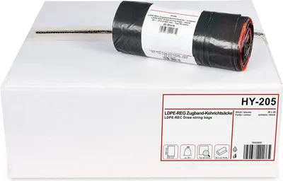 Produktbild von Hypafol Müllbeutel Typ 60 mit Zugband 35l, Abfallsack für Haushalt und Garten, schwarze Müllsäcke aus hochwertigem Material Inhalt 400 St.