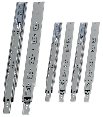 Obrázok produktu pre Peviasot 3 páry koľajníc na zásuvky, dĺžka 400 mm, s tlmením, plný výsuv, 3-dielne, tiché guľôčkové ložiská, vhodné pre nábytok a zásuvky