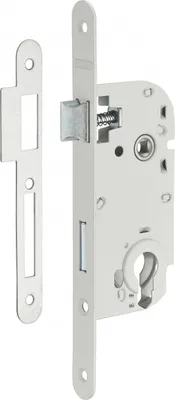 Image de Boitier de serrure encastrable à cylindre pour porte d'entrée, axe 40mm, bouts ronds, blanc - THIRARD