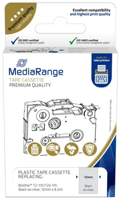 Productafbeelding van MediaRange MRBTZ131 MediaRange Schriftbandka. Brother TZ-131/TZe-131 12mm 8m sch