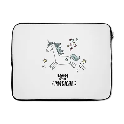 Produktbild von MuchoWow® Laptop Hülle 17 Zoll Laptoptasche Einhorn - Kinder - Zitate - Du bist magisch - Mädchen - Zipper - Schutzabdeckung