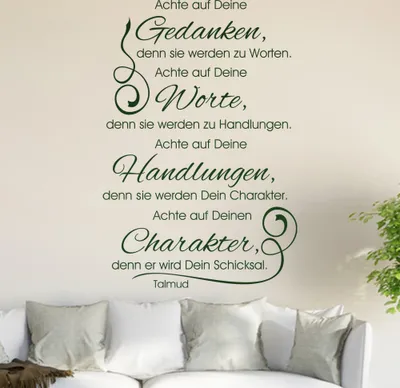 Produktbild von Achte auf Deine Gedanken… Wandtattoo in 6 Größen - Wandaufkleber Wall Sticker - Dekoration, Küche, Wohnzimmer, Schlafzimmer, Badezimmer