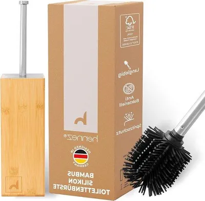 Obrázok produktu pre Silikónová toaletná kefa s bambusovým držiakom do kúpeľne