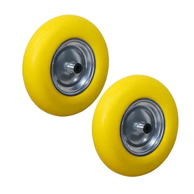 Produktbild von Schubkarrenrad Reifen Vollgummi 4.80/4.00-8 Ersatzrad pannensicher 2x Gelb VG H