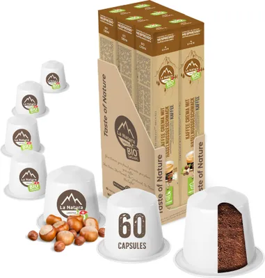Produktbild von Crema Hazelnut Coffee - 60 kávových kapslí | La Natura Lifestyle Organic 306g| bio | Kompatibilní s Nespresso®*³