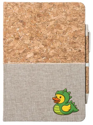 Produktbild von Huuraa Notizbuch A5 Quietscheente Dinosaurier Gummiente Gärtnerin 80 Blatt inkl. Kugelschreiber Tagebuch Geschenkidee