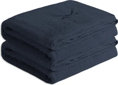 Produktbild von Sansibar Sylt Badetuch Saunatuch 2er Set Frottier-Serie „Classic“, blau, hochwertig gesticktes Sansibar Säbel-Logo, hautfreundlich