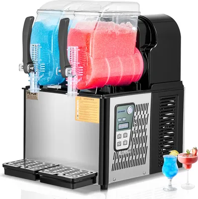 Produktbild von VEVOR kommerzielle Slush-Maschine 4 L x 2 Doppeltank Slush-Eismaschine Slushy Machine für gefrorene Getränke, 32 Tassen Margarita-Smoothie-Maschine für Partys zu Hause Restaurants Cafés Bars