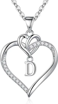 Produktbild von TINGN Valentinstag Kette Herz Damen Halskette 14K Gold Zirkonia Buchstaben Silber