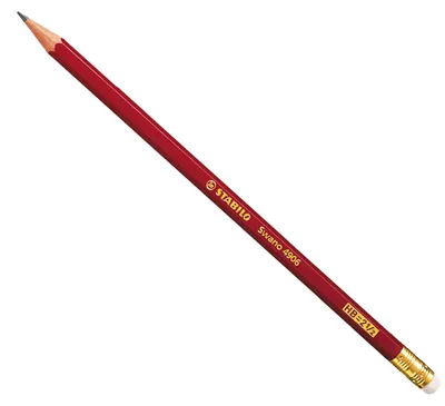 Image de Crayon à papier avec gomme - STABILO Swano en rouge - dureté HB